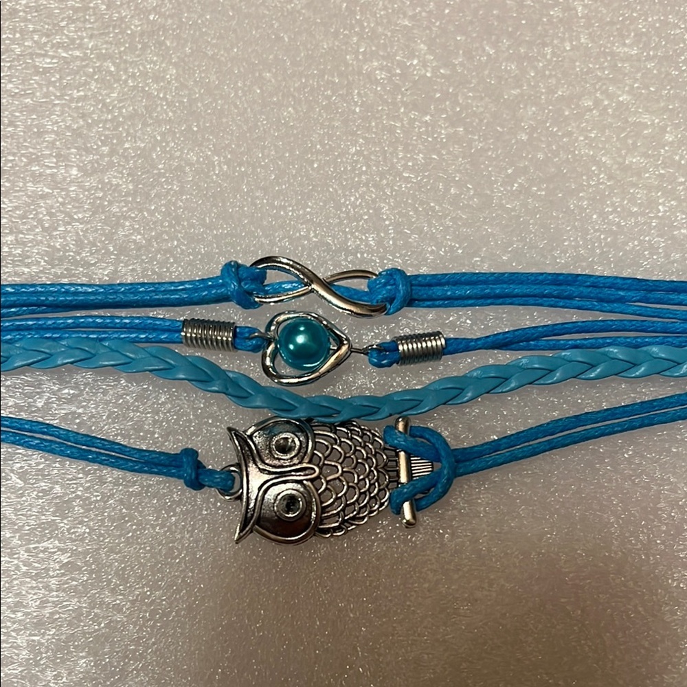 Blue Owl Charm Bracelet